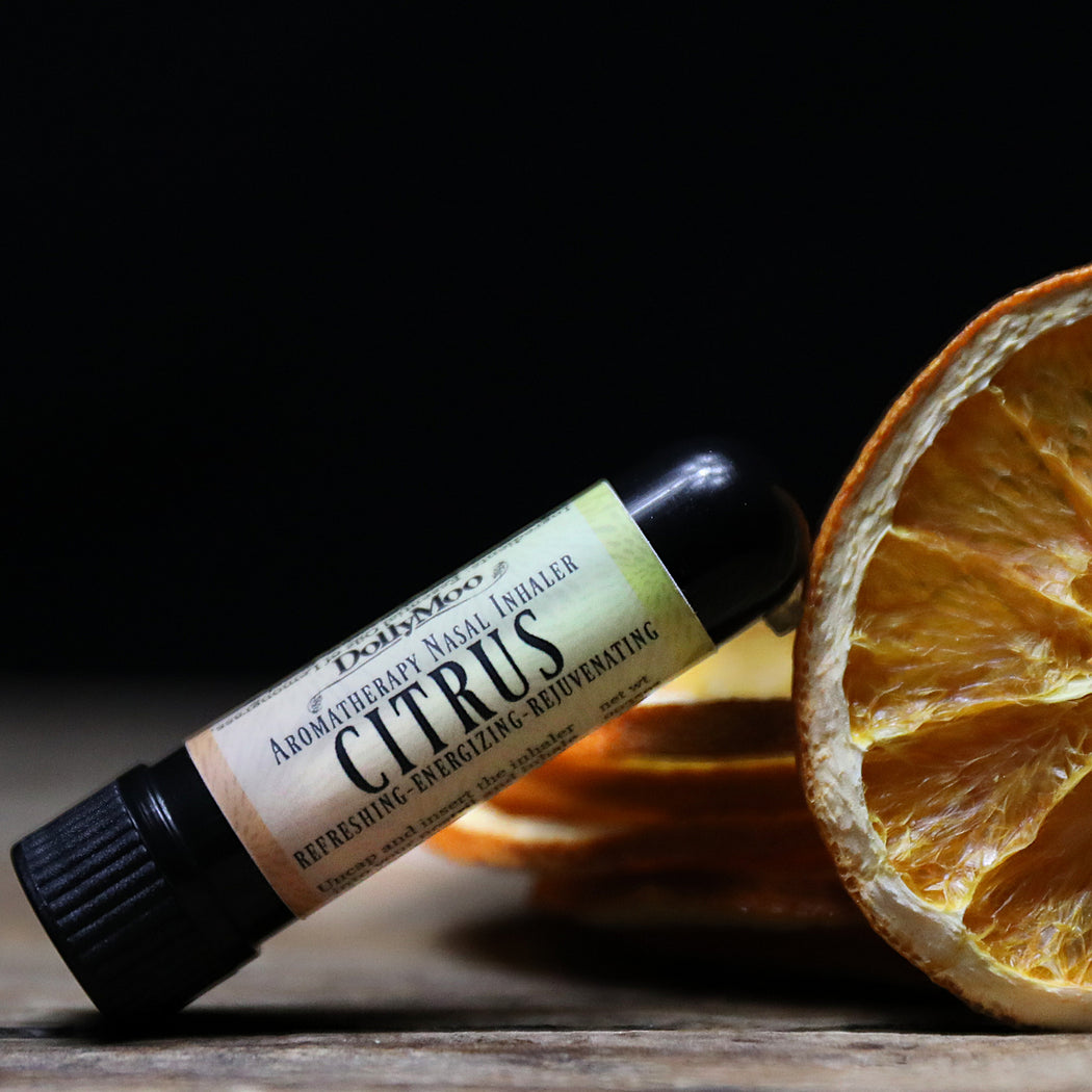 Citrus aromatherapy nasal inhaler with essential oils