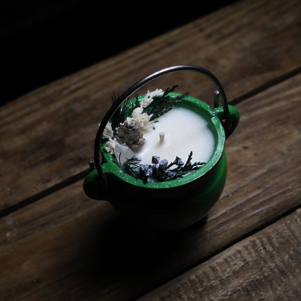 Merry Magick Green Cauldron Candle